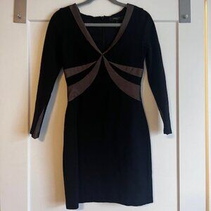 Y2K BCBG MaxAzria Long Sleeve V Neck Mid Length Bodycon size small